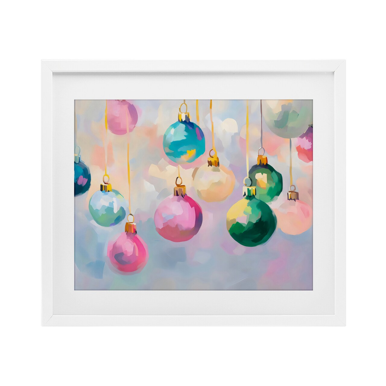 Stupell Industries Bright Pastel Ornaments Framed Print Under Glass, design by Arlington Prints